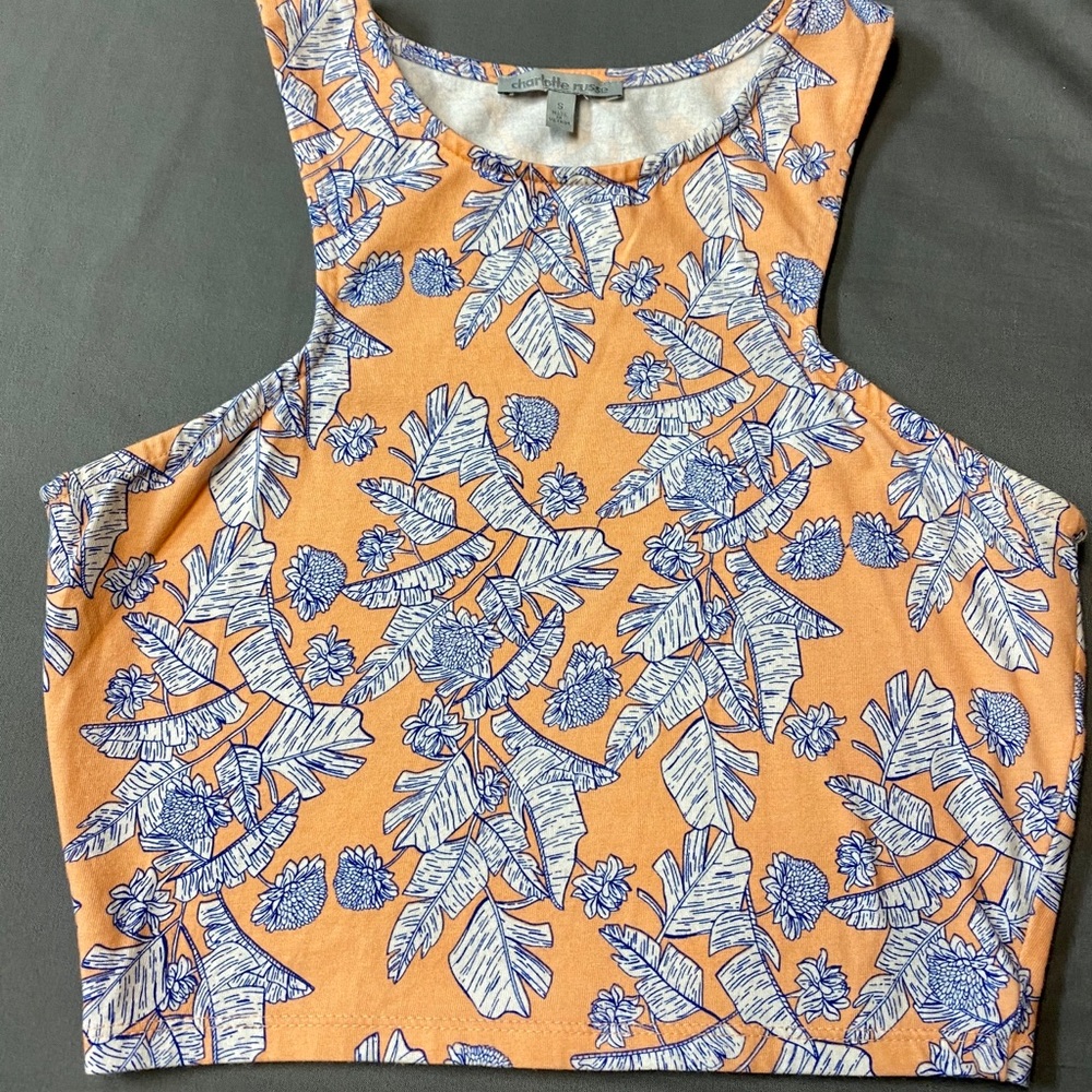 Peach patterned crop top